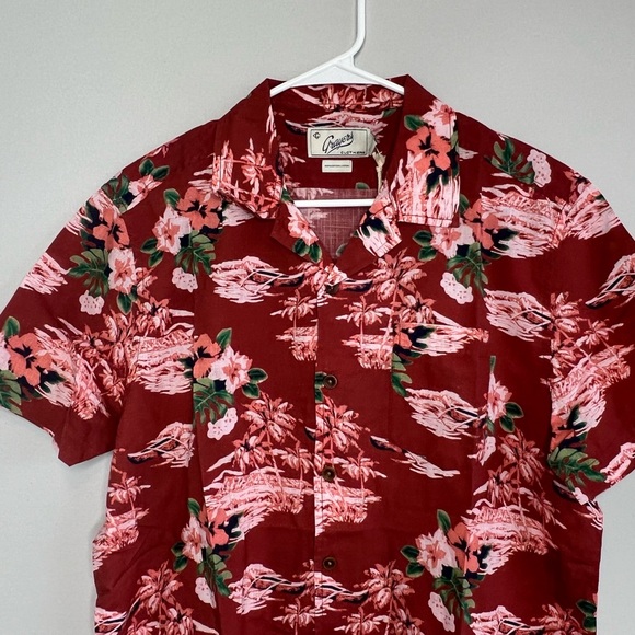 Grayers Red White Tropical Floral Camp Collar Shirt Medium NEW Bali Ha’i Hawaii - Picture 3 of 11